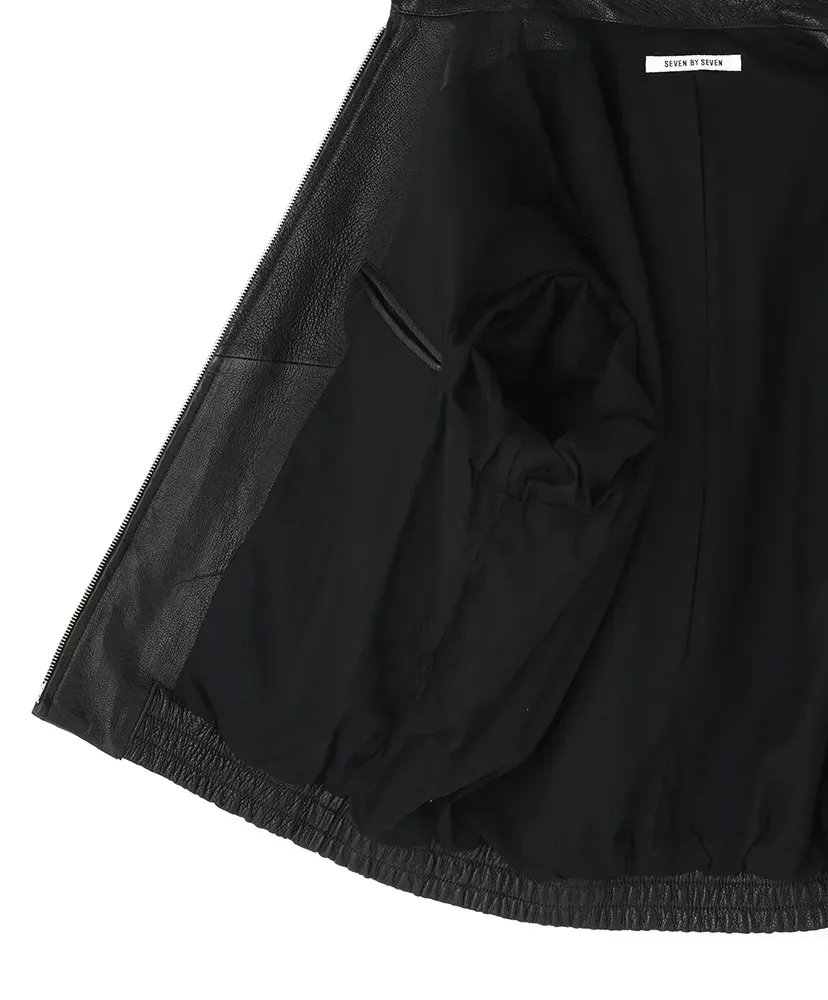 Leather Zip Up Blouson ‐Sheep Shrink Leathe‐