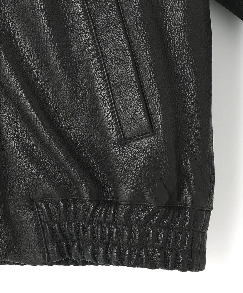 Leather Zip Up Blouson ‐Sheep Shrink Leathe‐