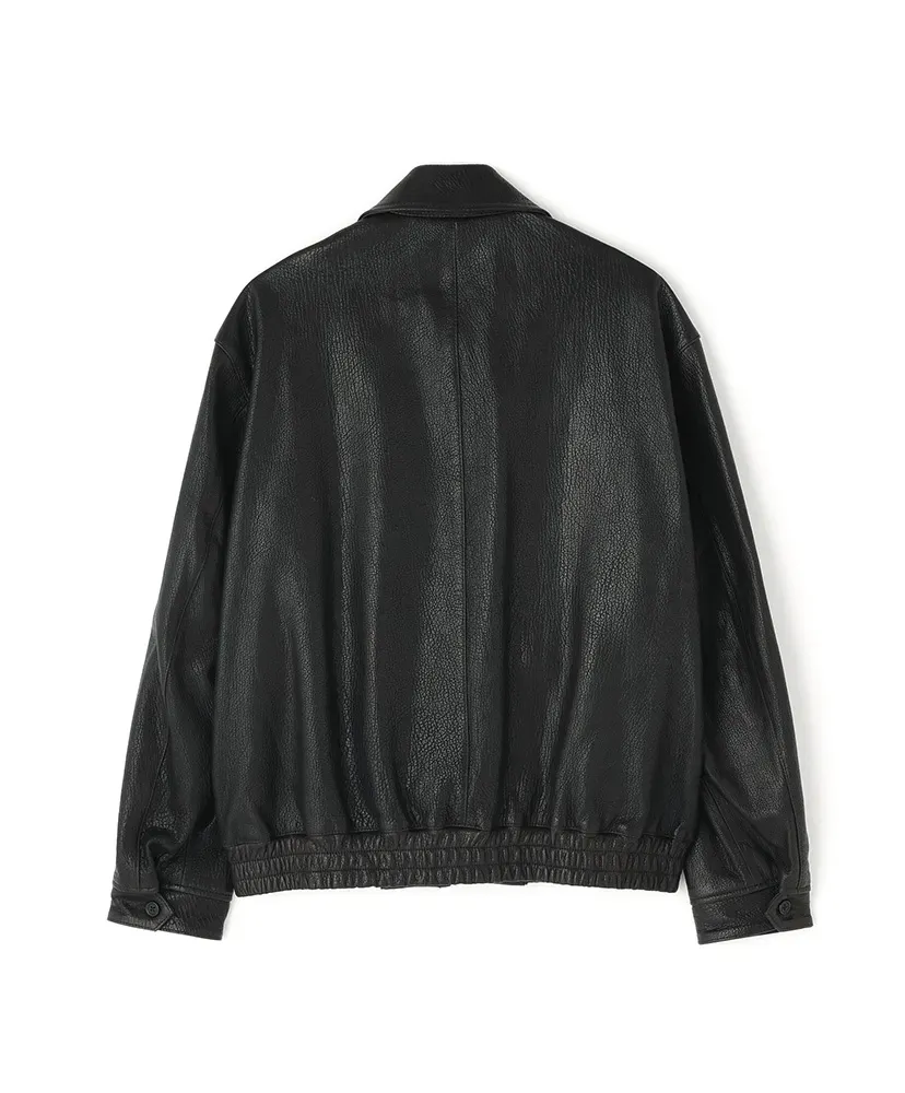 Leather Zip Up Blouson ‐Sheep Shrink Leathe‐