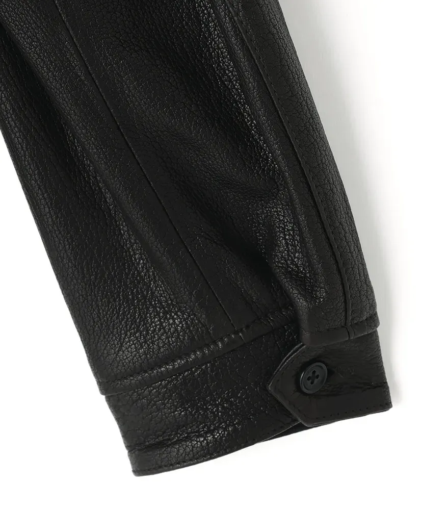Leather Zip Up Blouson ‐Sheep Shrink Leathe‐