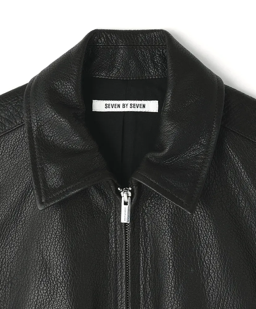 Leather Zip Up Blouson ‐Sheep Shrink Leathe‐