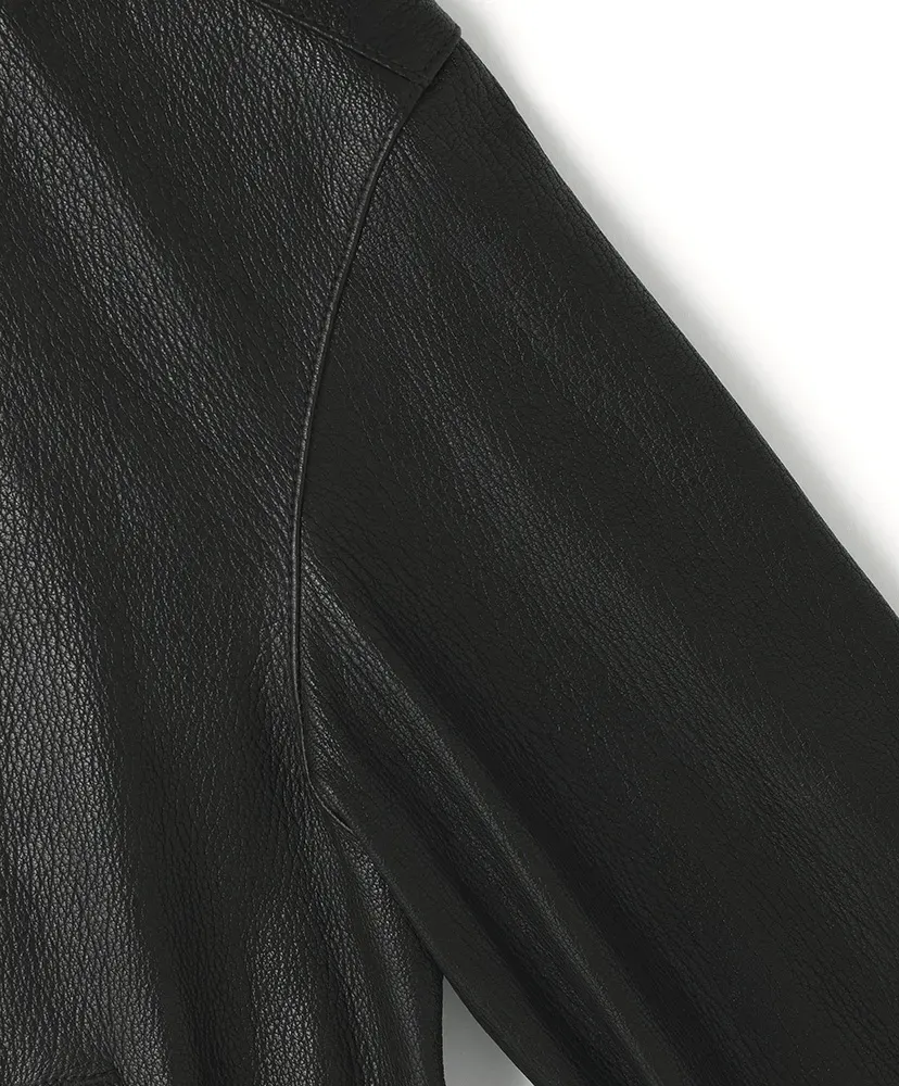 Leather Zip Up Blouson ‐Sheep Shrink Leathe‐