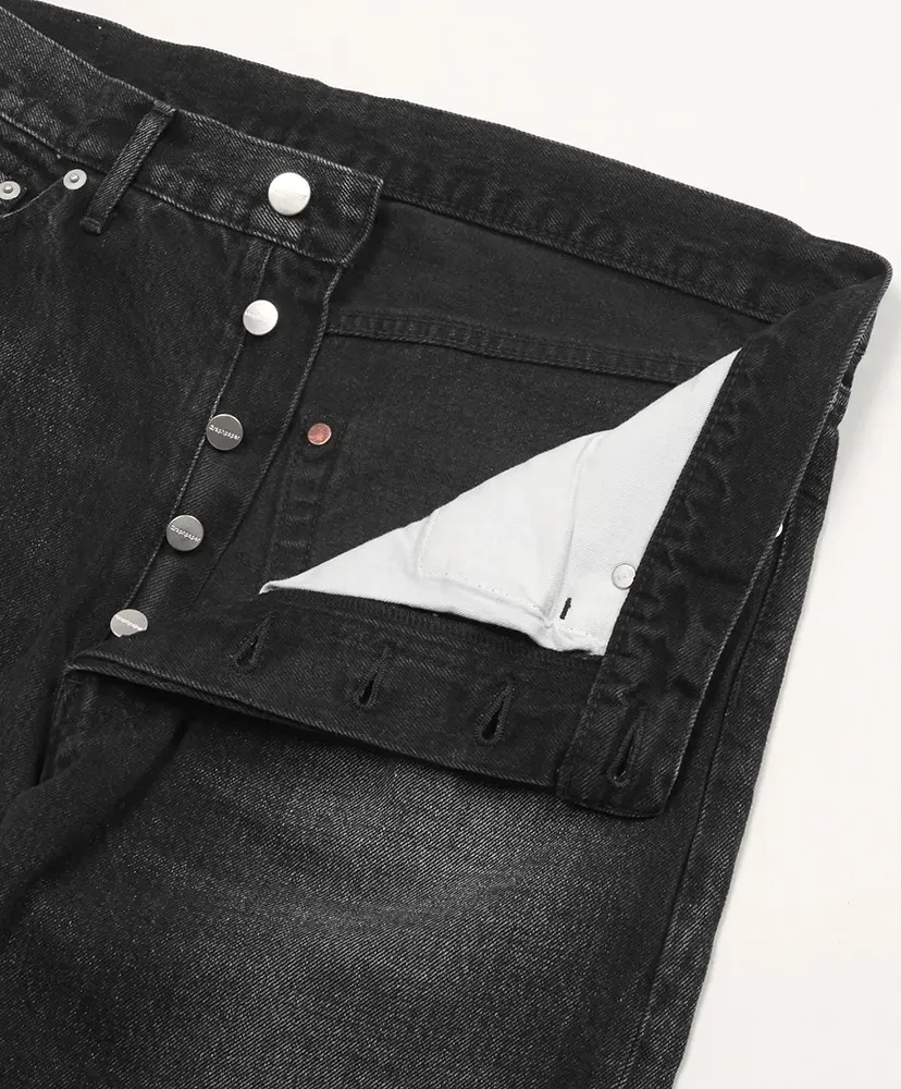 Selvage Denim Five Pocket Wide Straight Pants -Dark Fade-