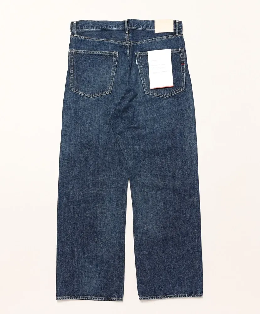Selvage Denim Five Pocket Wide Straight Pants -Dark Fade-
