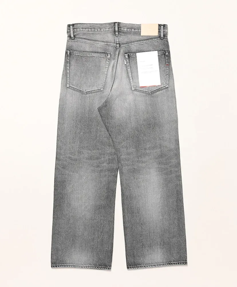 Selvage Denim Five Pocket Wide Straight Pants -Light Fade-