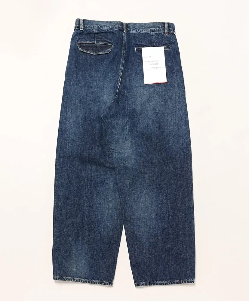 Selvage Denim Two Tuck Pants-Dark Fade-