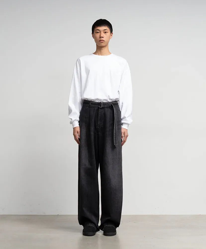 Selvage Denim Belted Pants -Dark Fade-