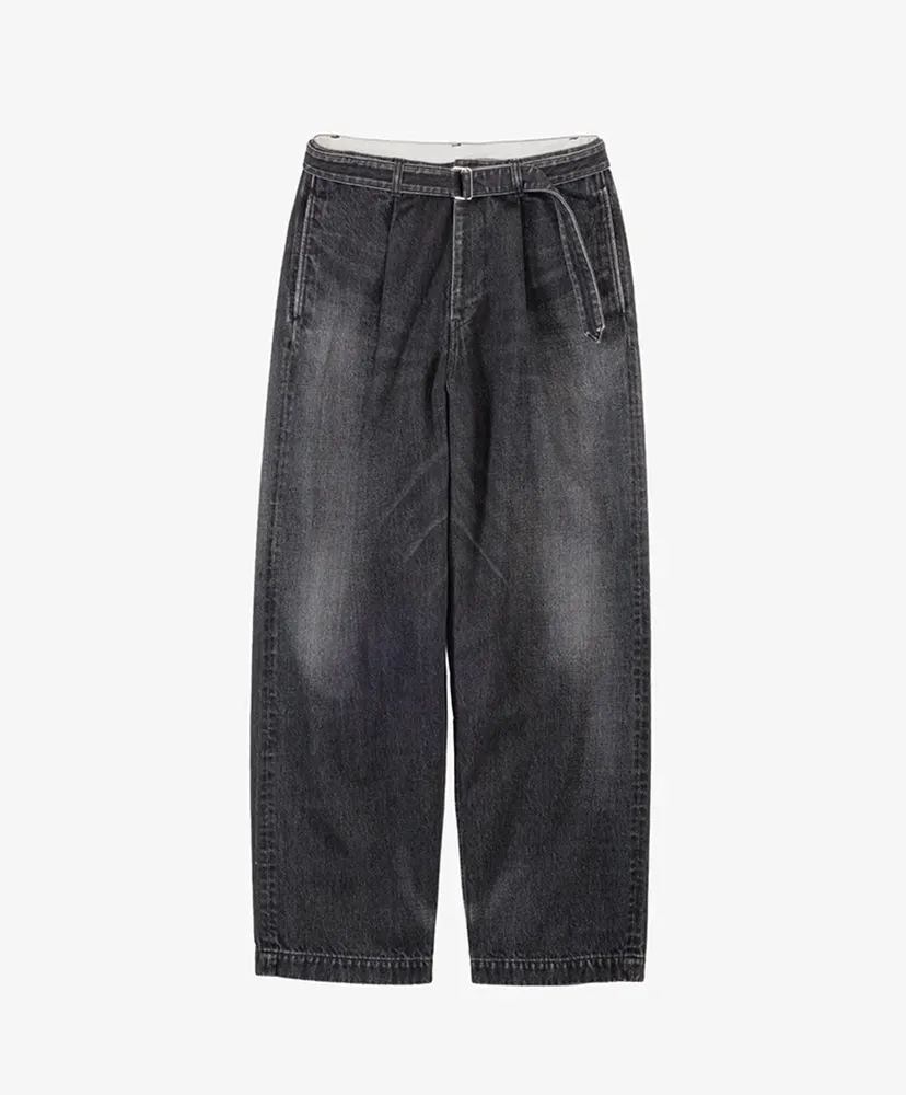 Selvage Denim Belted Pants -Dark Fade-