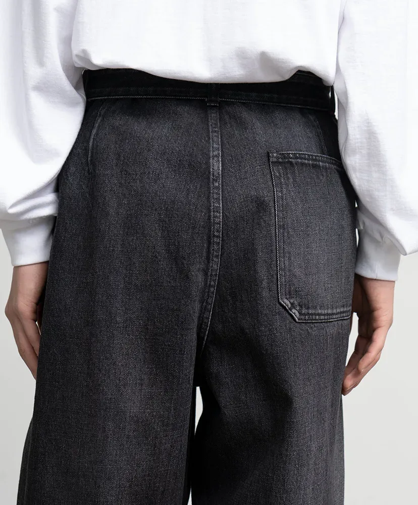 Selvage Denim Belted Pants -Dark Fade-