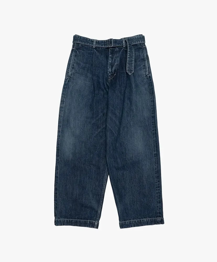 Selvage Denim Belted Pants -Dark Fade-