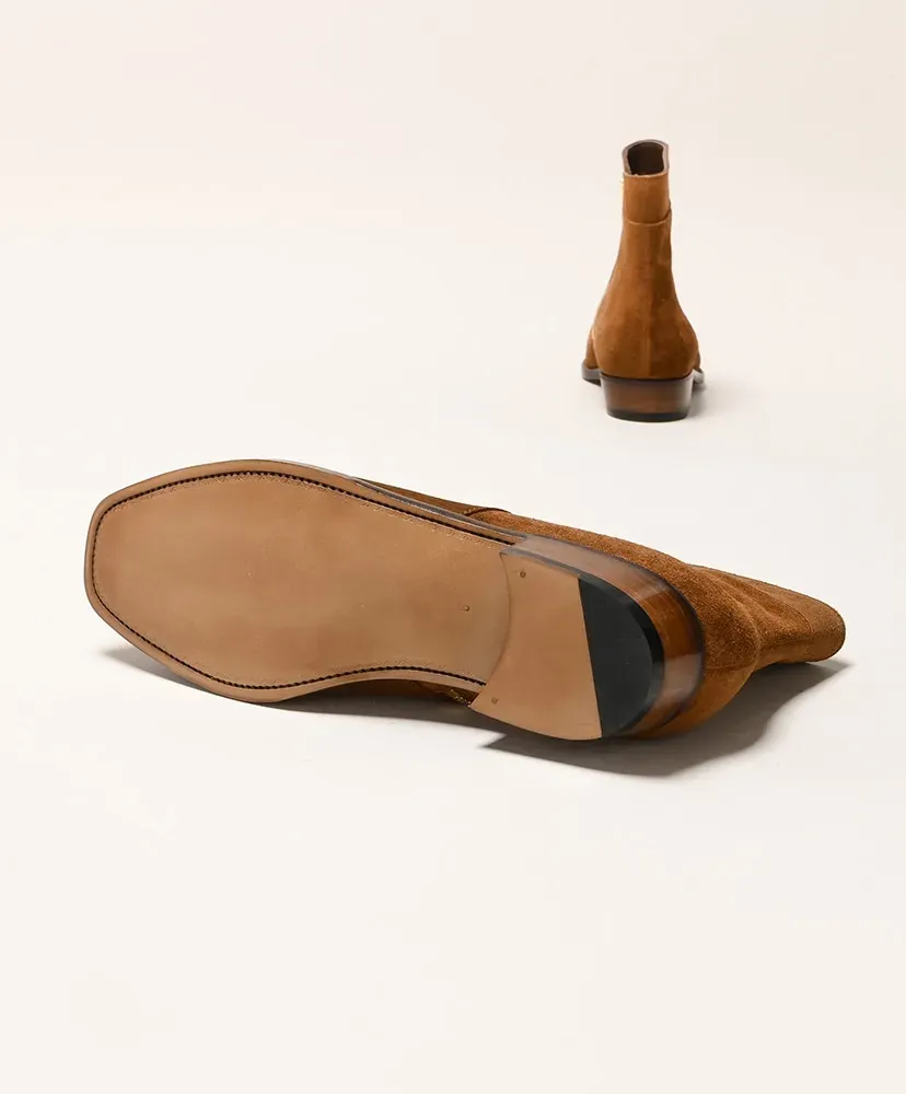 Side Zip Boots - Calf Suede