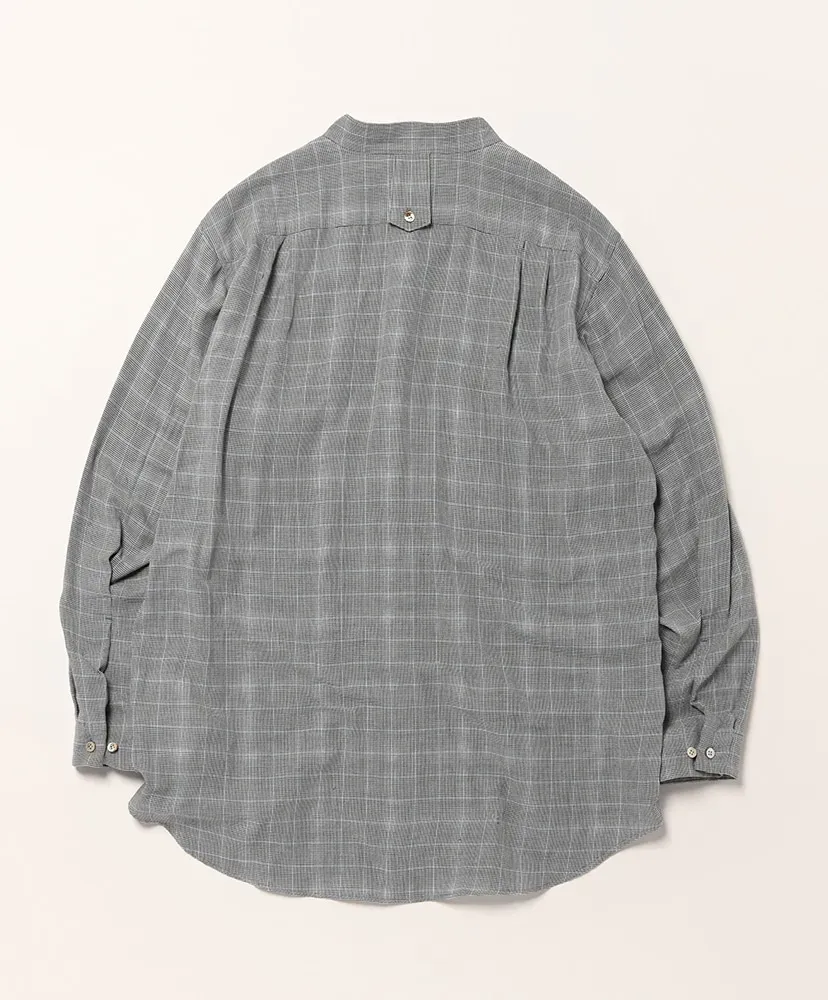 Contrast Face Check Gauze C/L Stand Collar Shirt