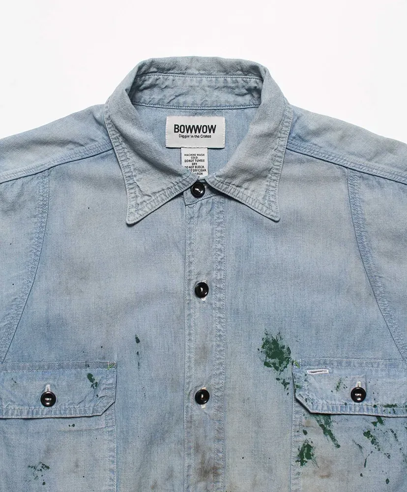 Paint Stained Chambray Shirt,Vent Holes
