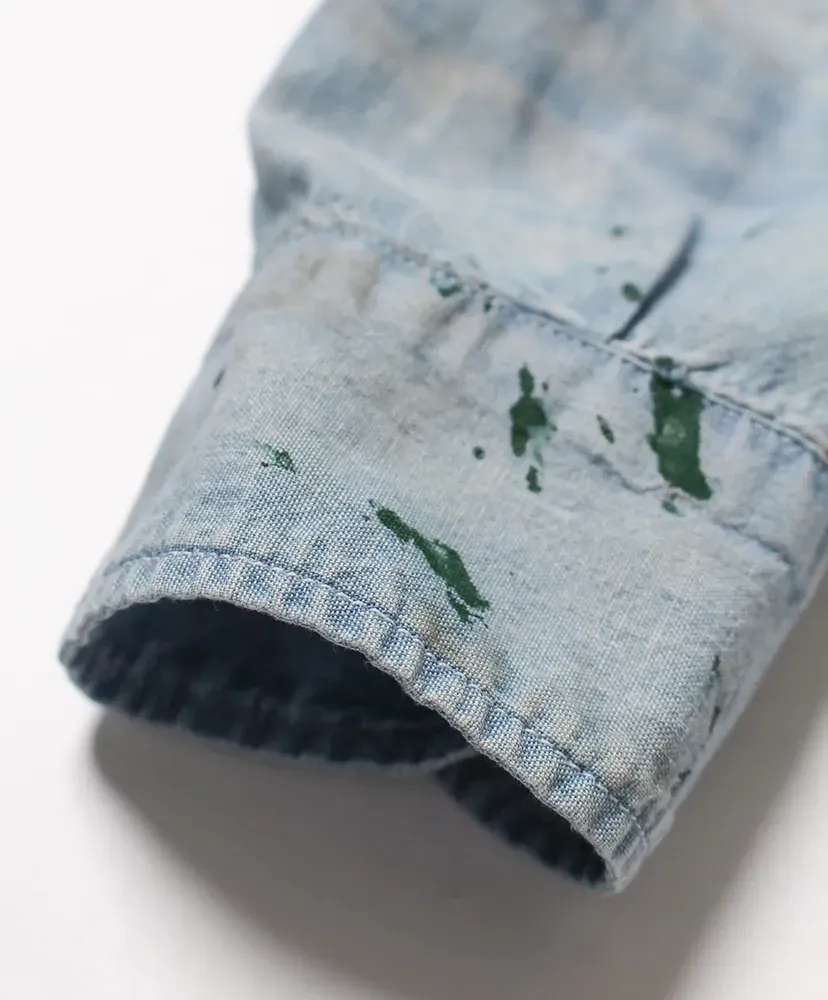 Paint Stained Chambray Shirt,Vent Holes