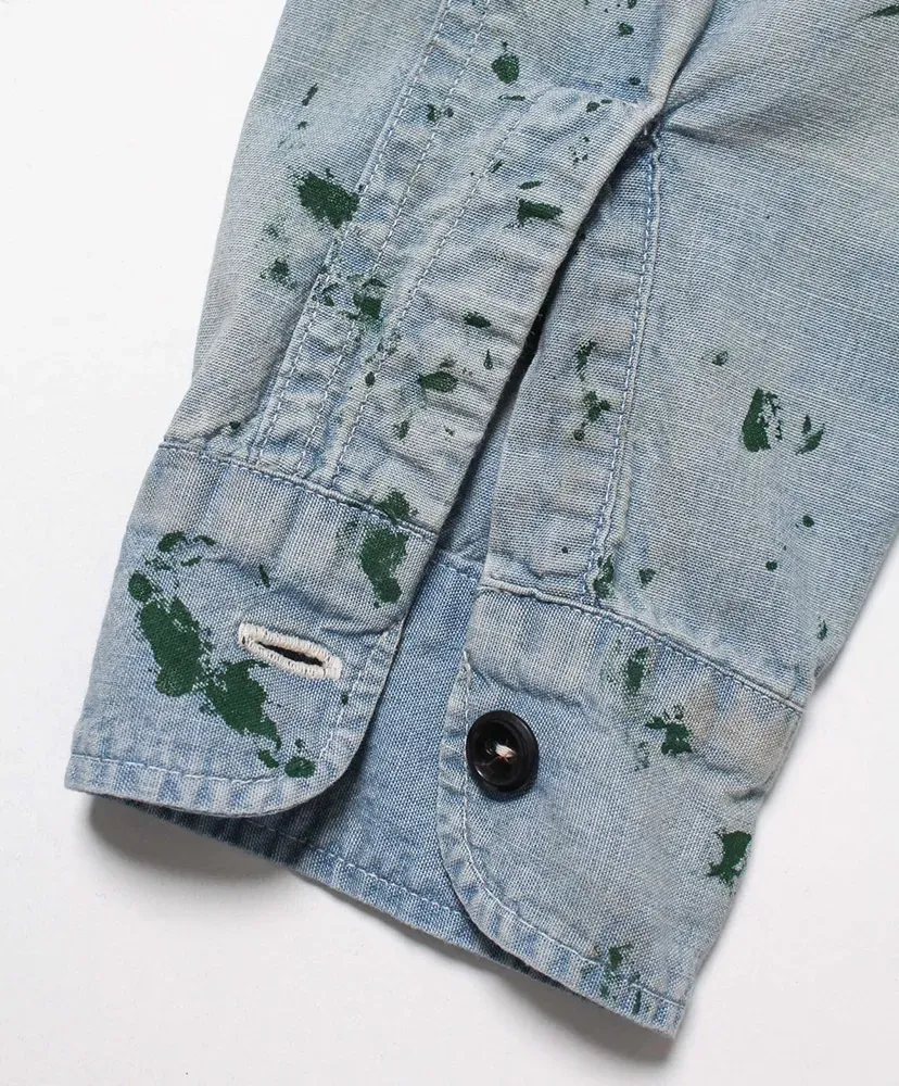 Paint Stained Chambray Shirt,Vent Holes