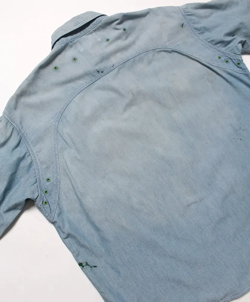 Paint Stained Chambray Shirt,Vent Holes