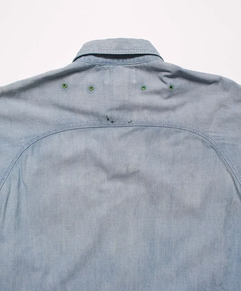 Paint Stained Chambray Shirt,Vent Holes