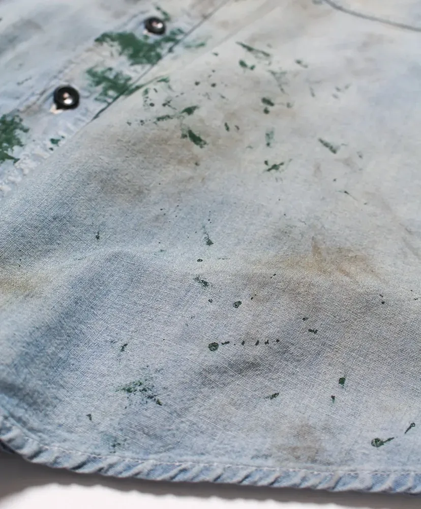 Paint Stained Chambray Shirt,Vent Holes