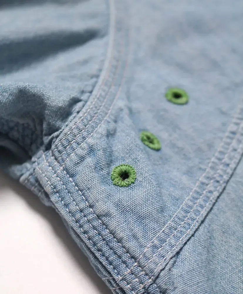 Paint Stained Chambray Shirt,Vent Holes