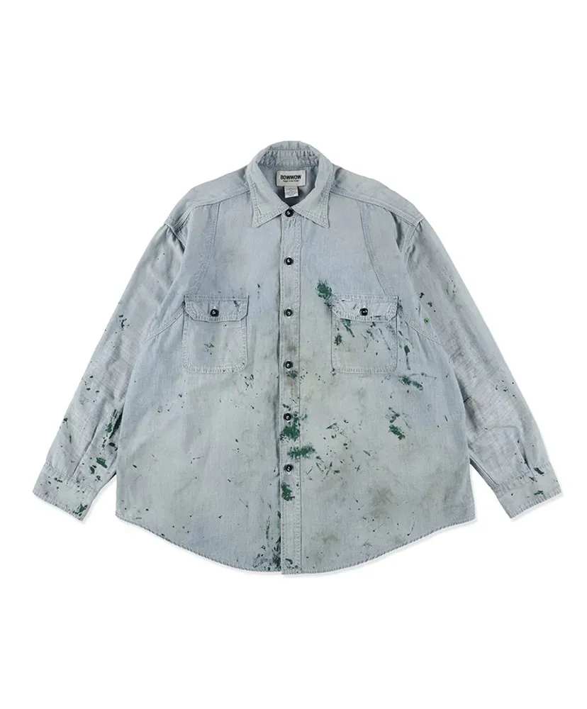 Paint Stained Chambray Shirt,Vent Holes
