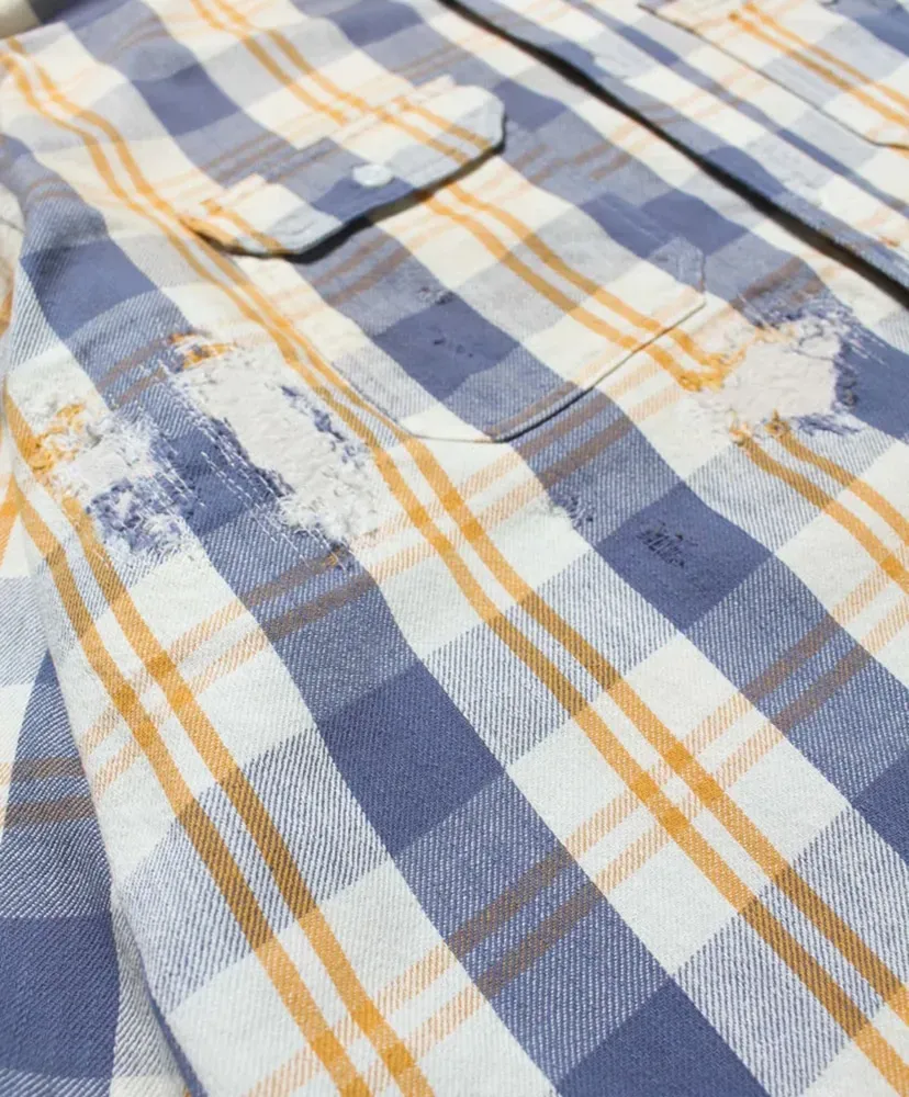Unique Pocket Checked Flannel Shirt Aged