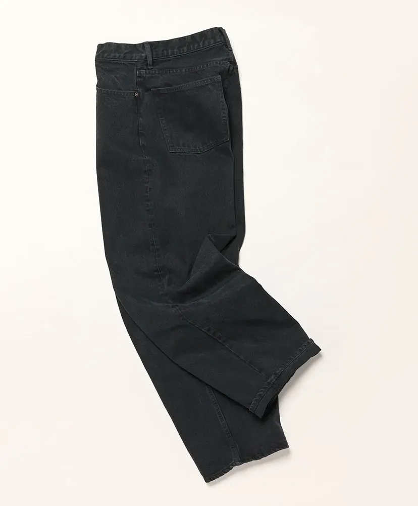 Black Washed Wide Denim Pants