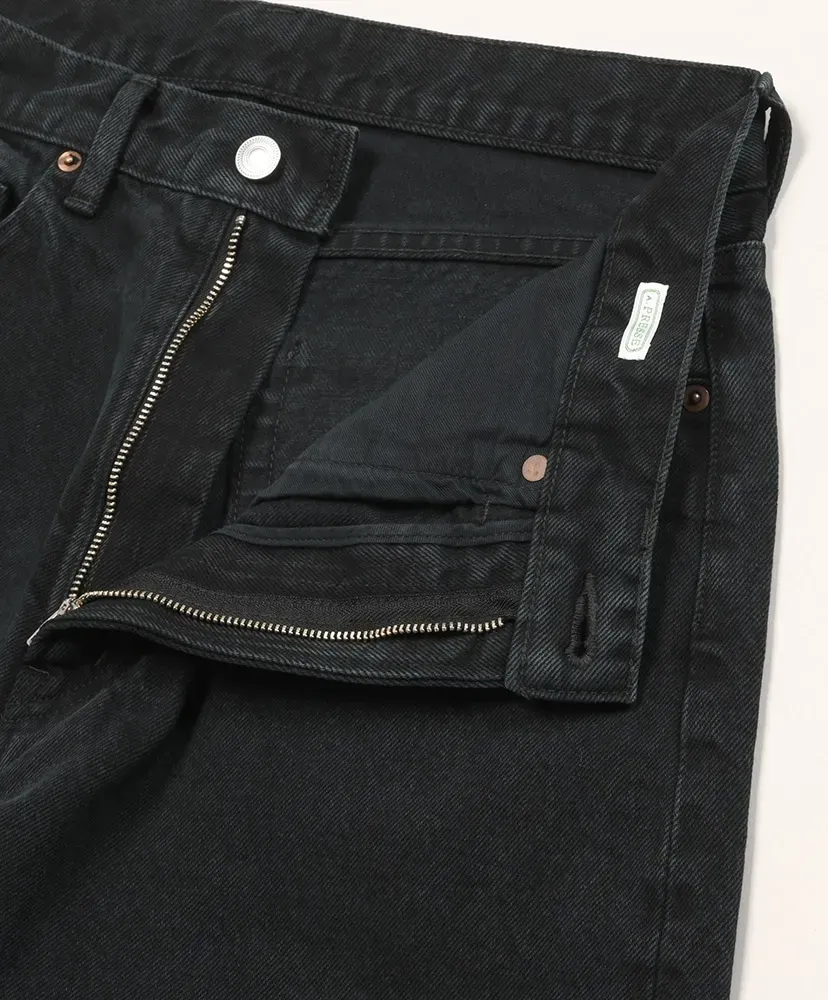 Black Washed Wide Denim Pants