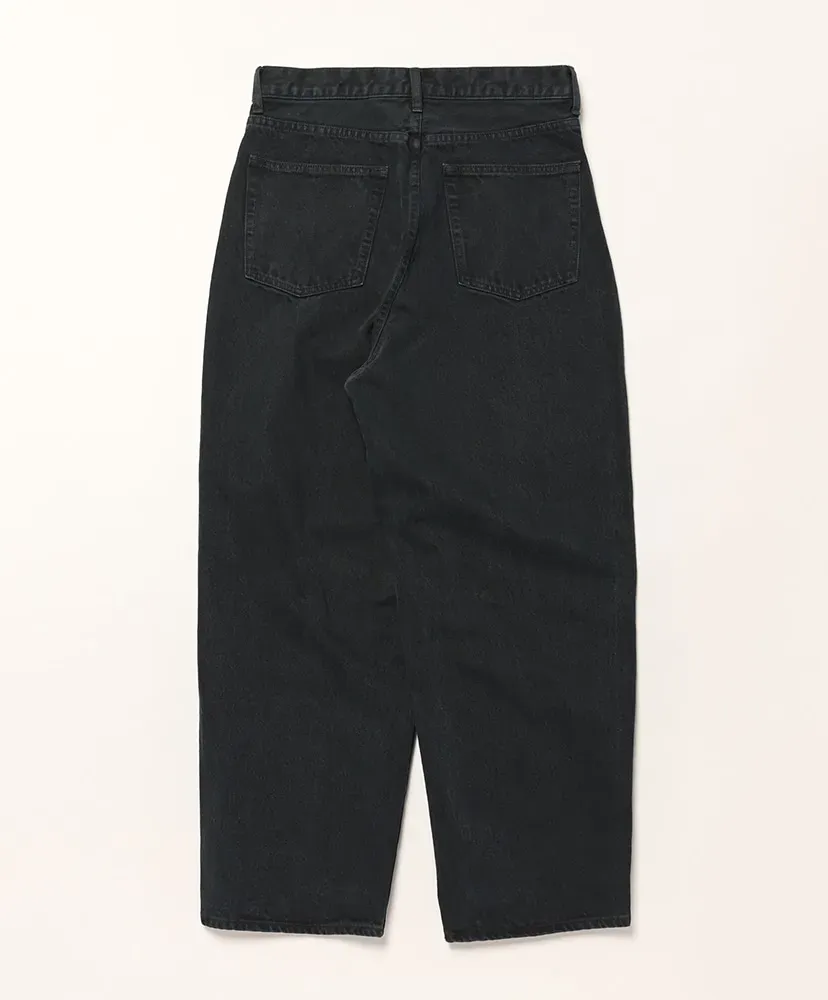 Black Washed Wide Denim Pants