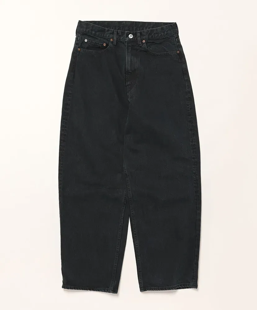 Black Washed Wide Denim Pants