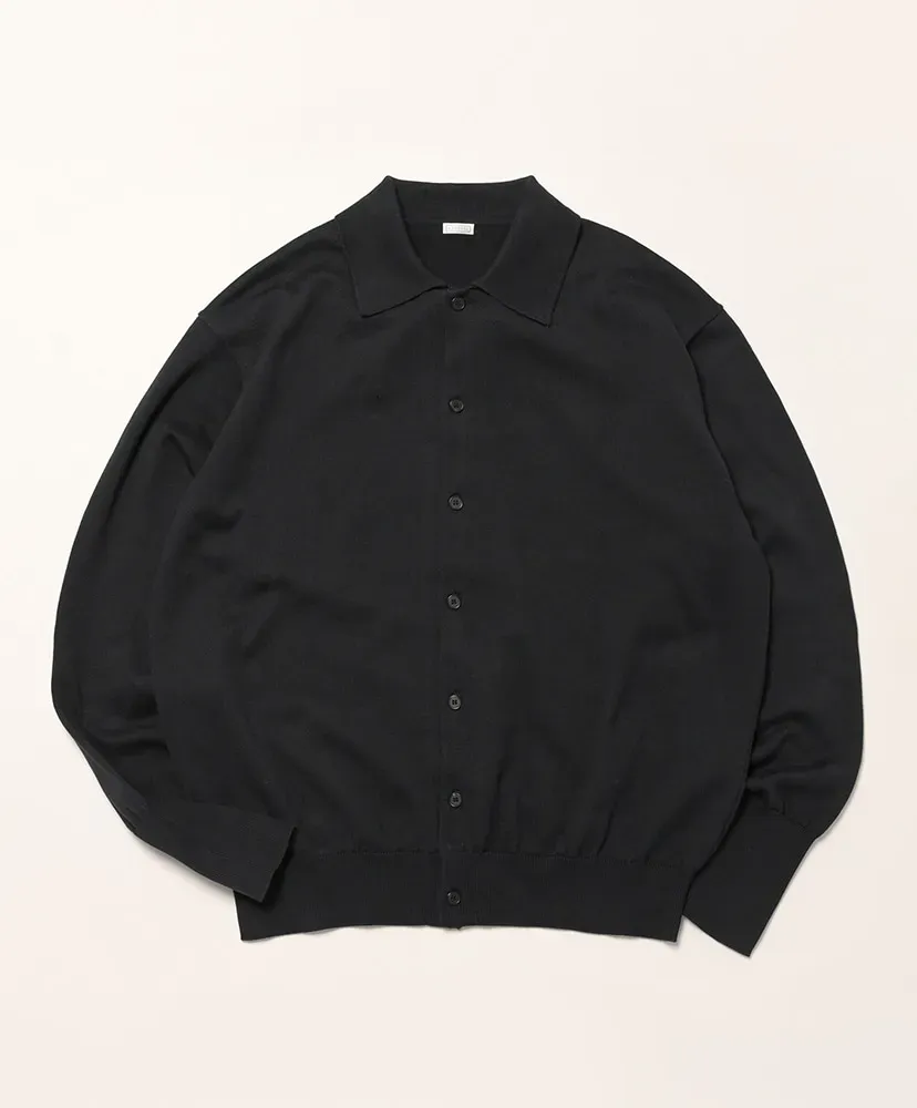 Cotton Knit Polo Collar Cardigan