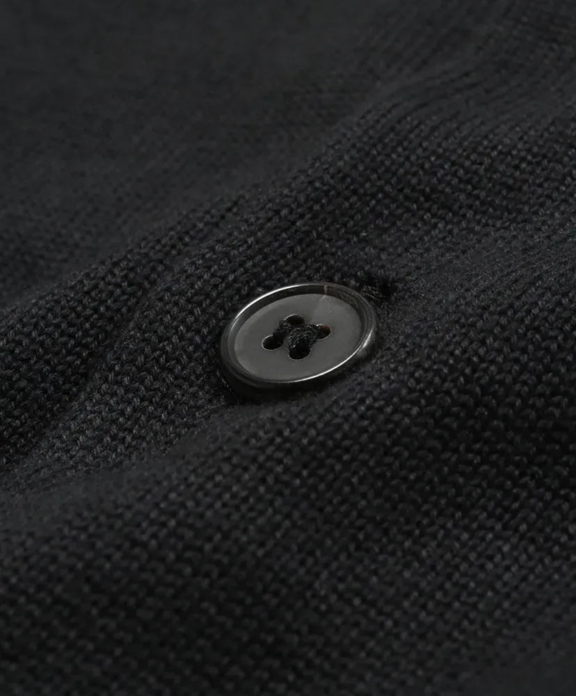 Cotton Knit Polo Collar Cardigan
