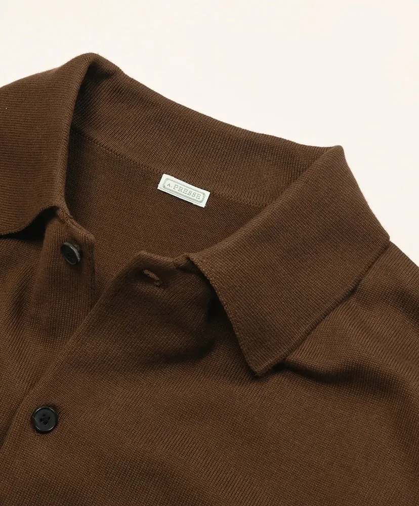 Cotton Knit Polo Collar Cardigan
