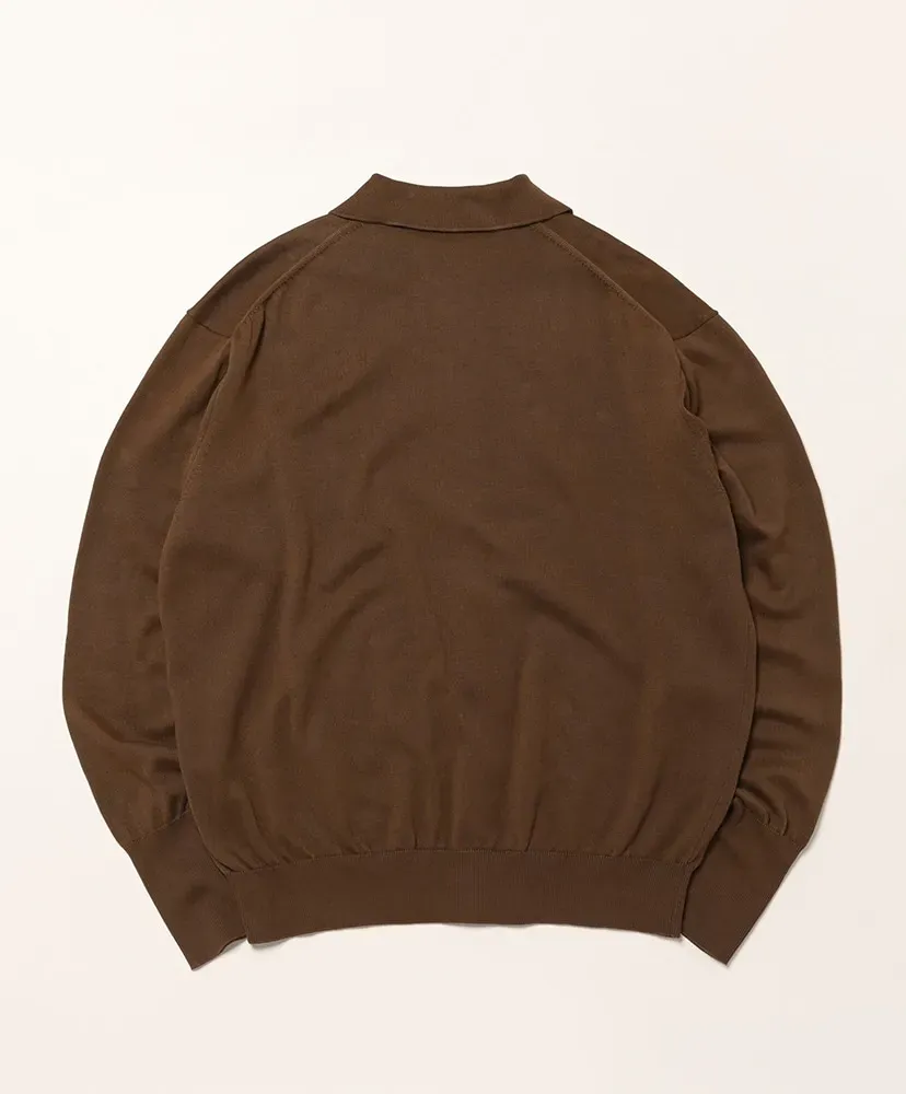 Cotton Knit Polo Collar Cardigan