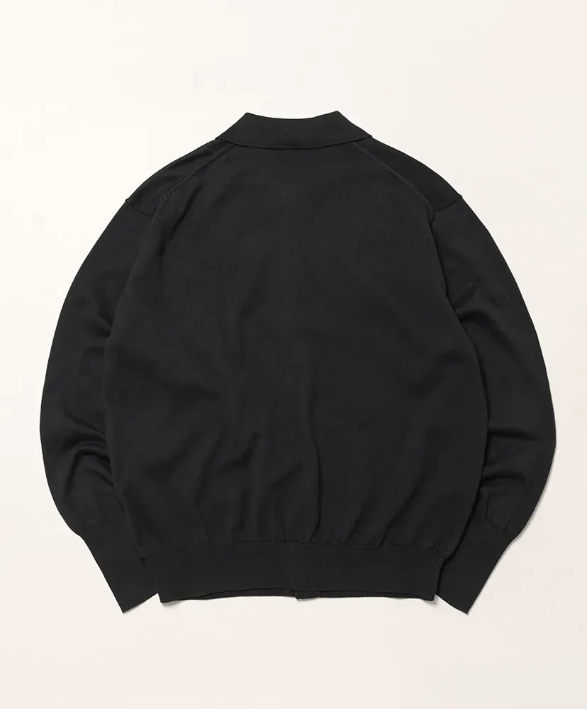 Cotton Knit Polo Collar Cardigan