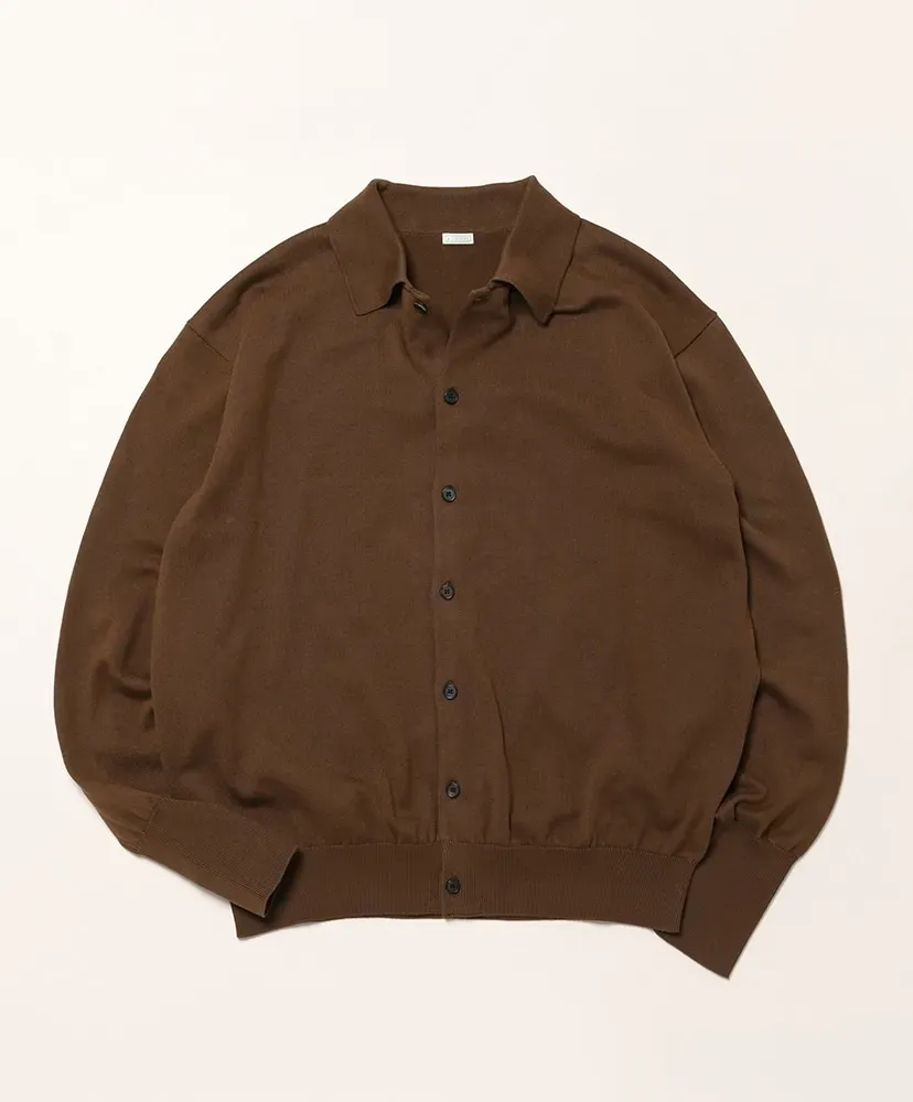 Cotton Knit Polo Collar Cardigan