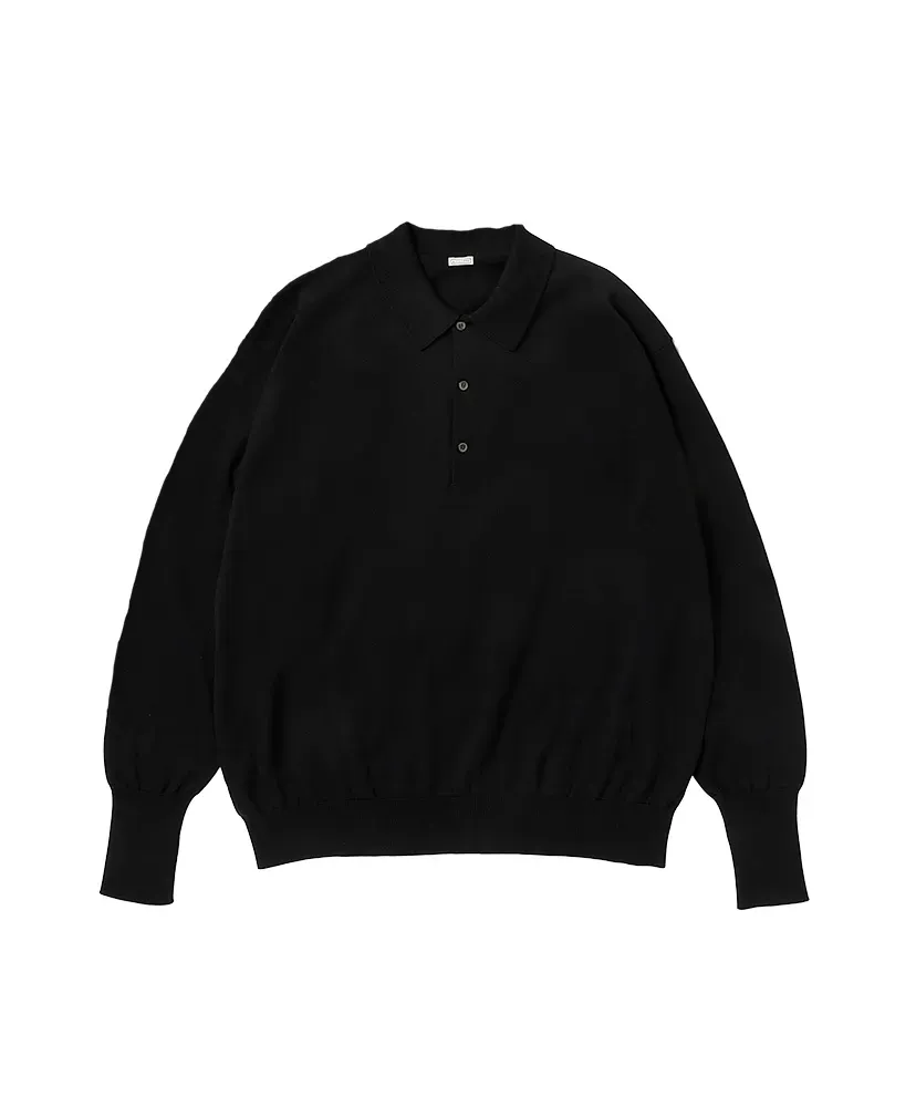 Cotton Knit L/S Polo Shirt