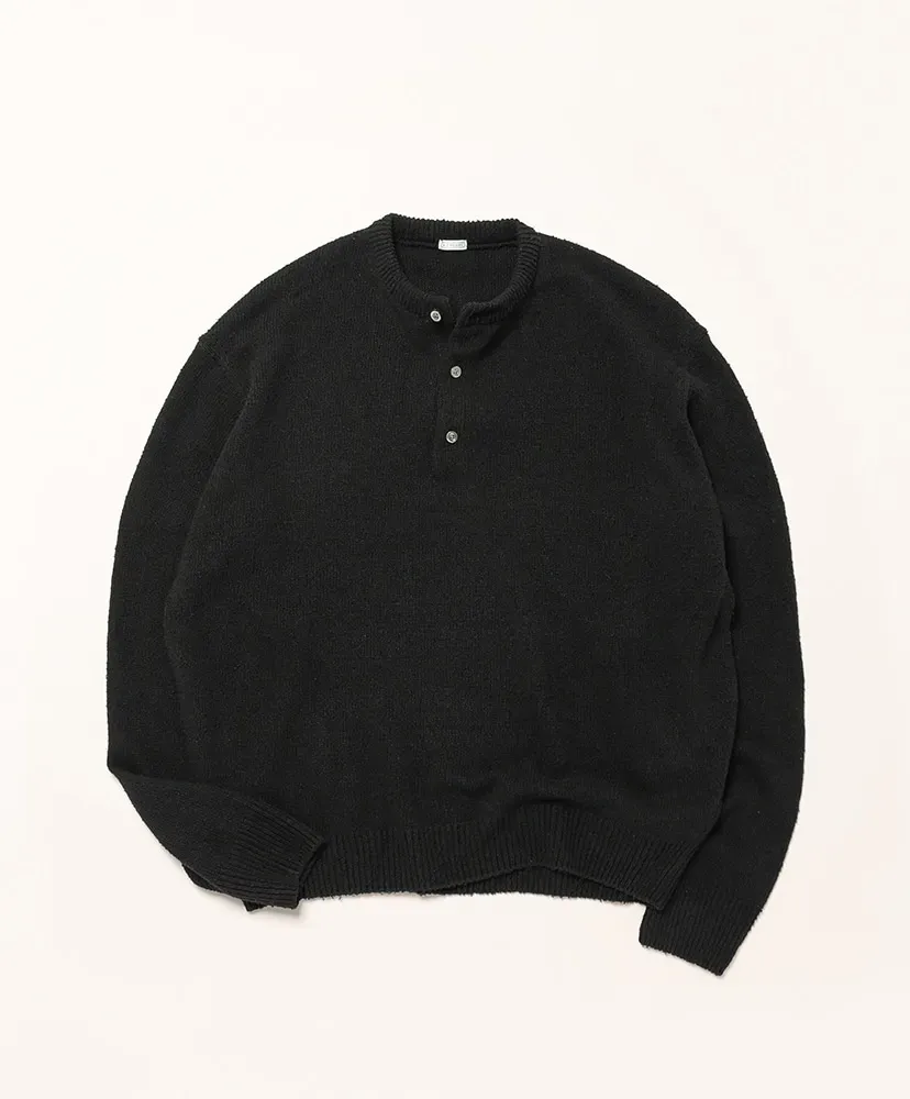 Washed Silk Nep Henry Neck Sweater
