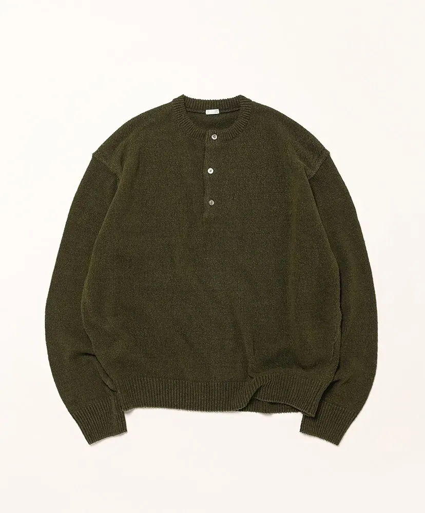Washed Silk Nep Henry Neck Sweater