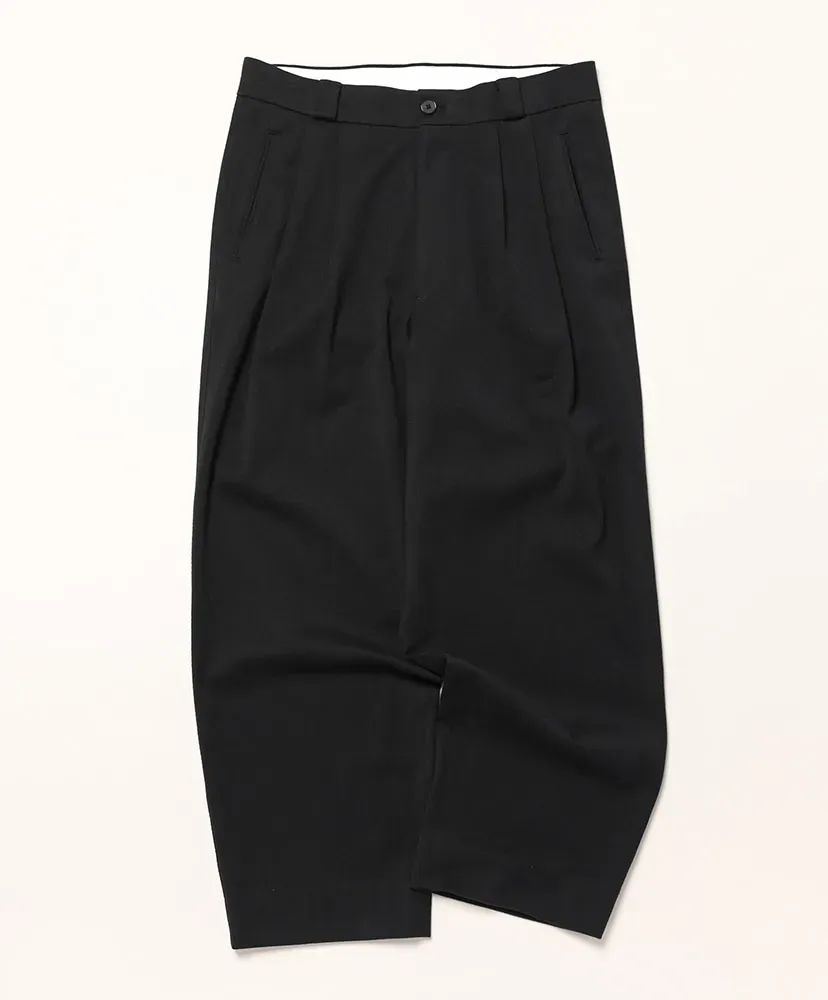 Cotton Silk Twill Wide Trousers