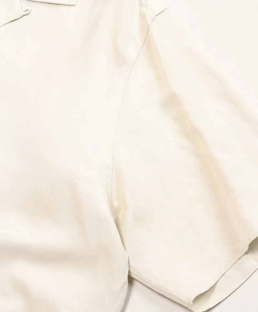 Silk Linen Open Collar S/S Shirt