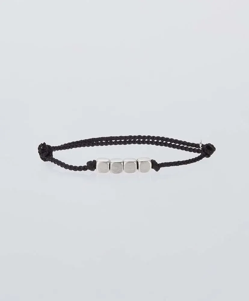Cube With Hair Line Link - Silver
