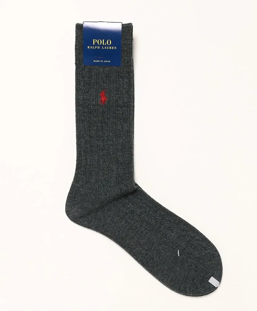 Cashmere Blend Cable Crew Socks