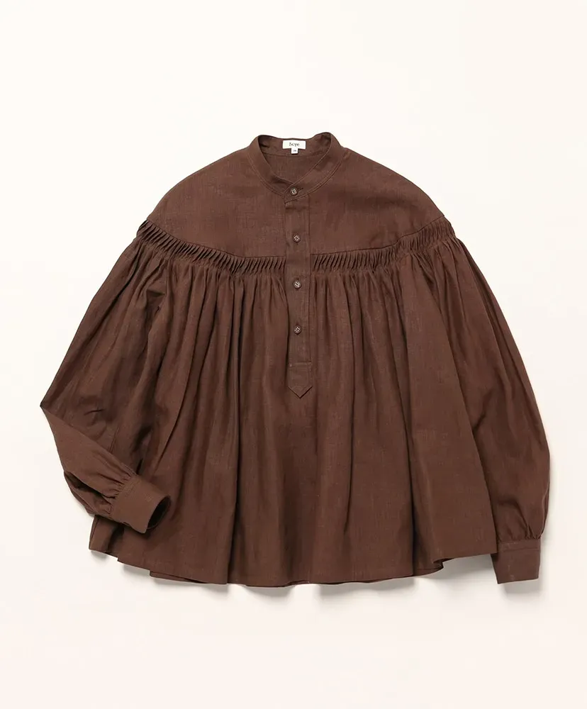 60/1 Linen Cambric Tucked Blouse