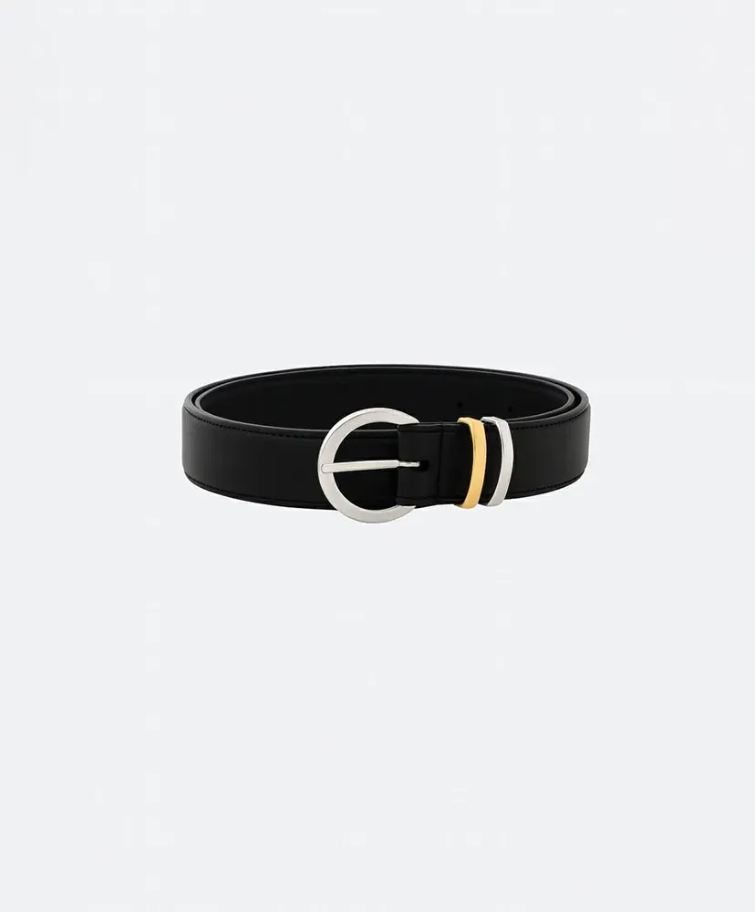 Leather Belt - Silver Buckle / Gold - Silver Loops