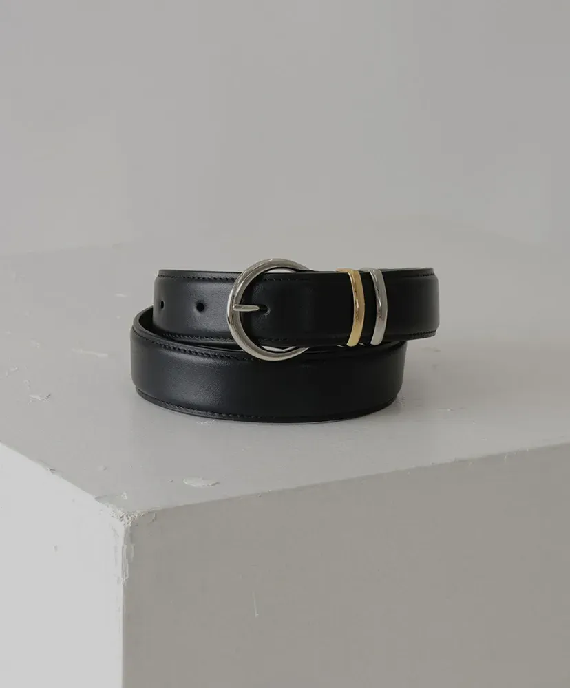 Leather Belt - Silver Buckle / Gold - Silver Loops