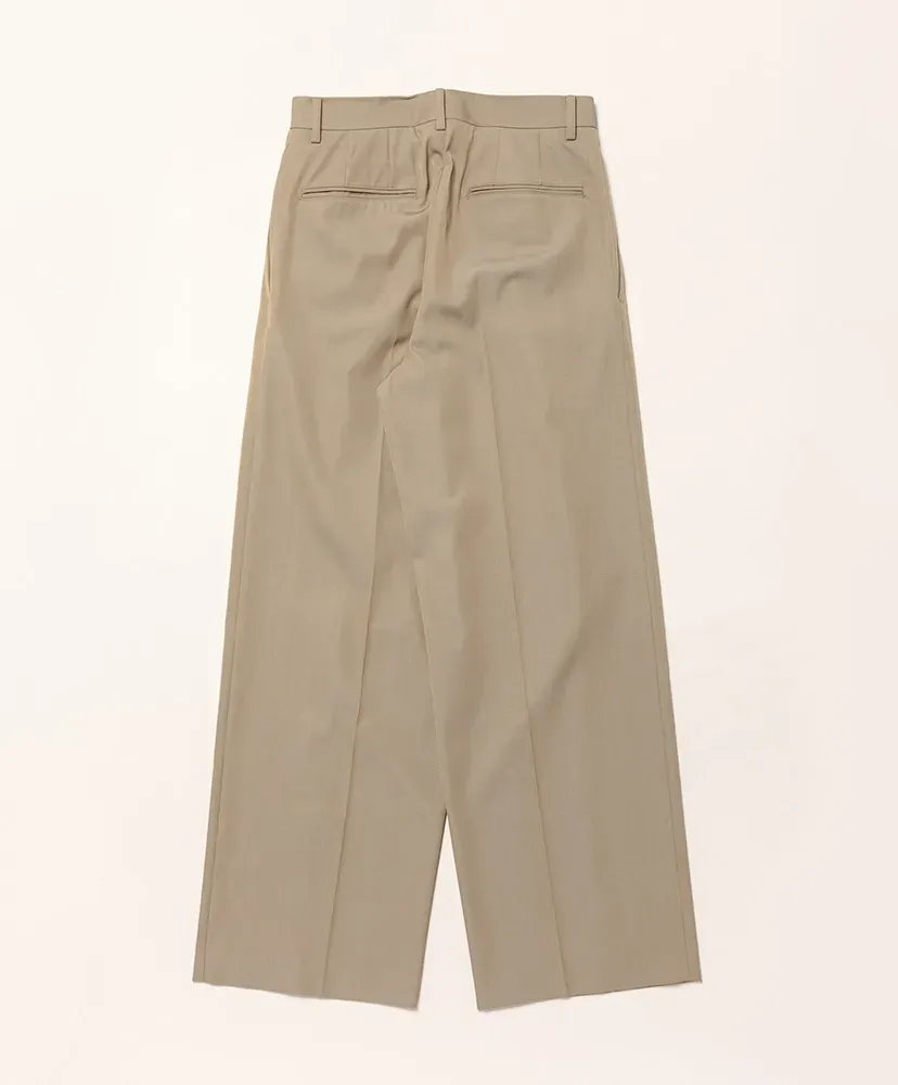 Light Wool Max Gabardine Two-Tuck Slacks