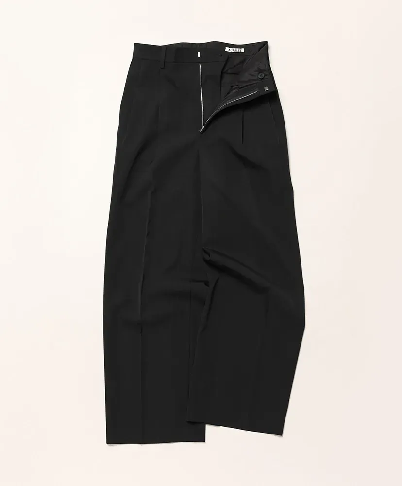 Light Wool Max Gabardine Two-Tuck Slacks