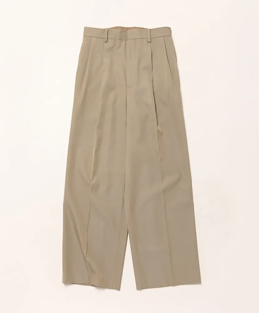Light Wool Max Gabardine Two-Tuck Slacks