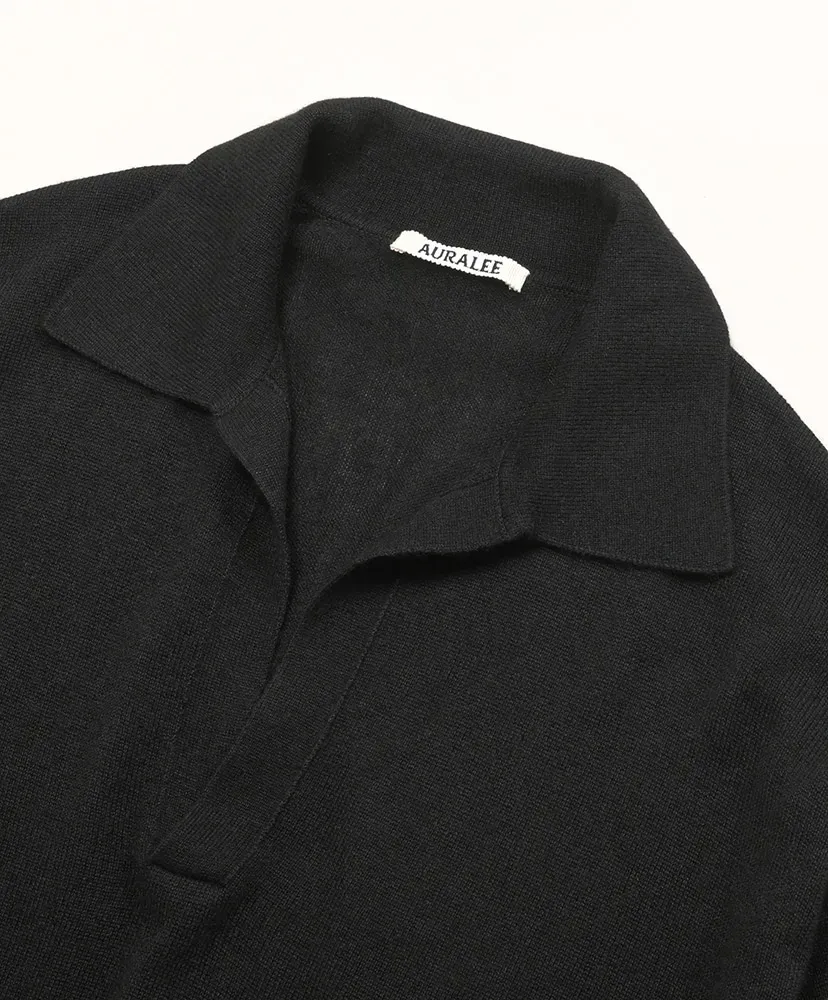 Super Fine Cashmere Silk Knit Skipper Polo