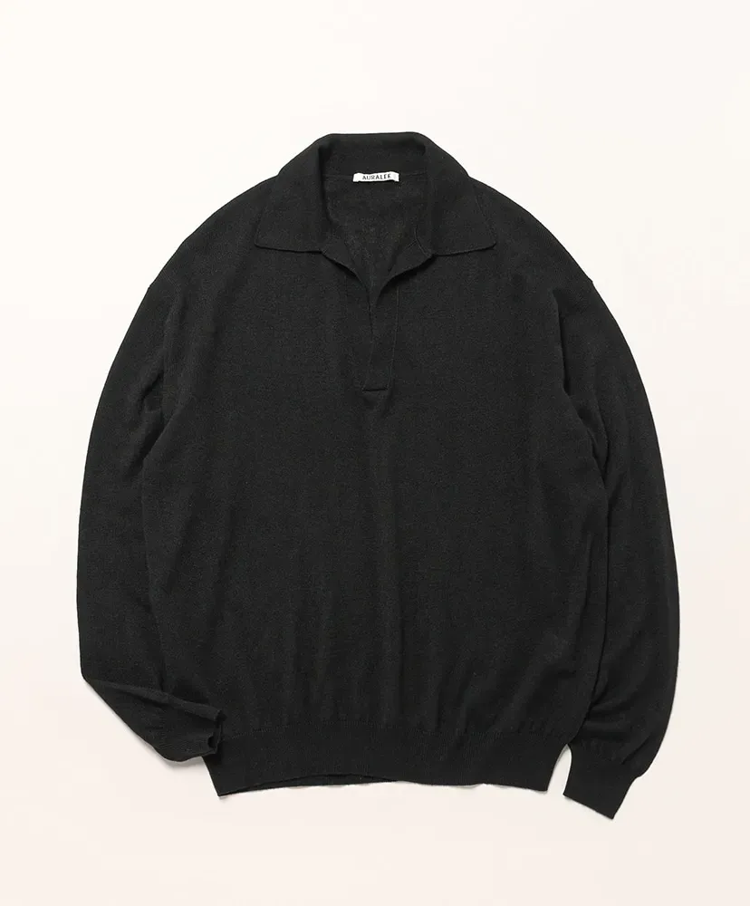Super Fine Cashmere Silk Knit Skipper Polo
